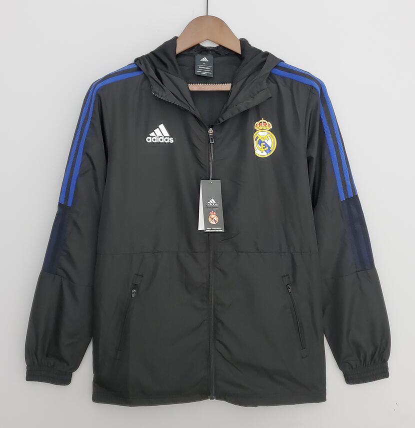 2022/23 Real Madrid Black Hoodie Windbreaker Jacket